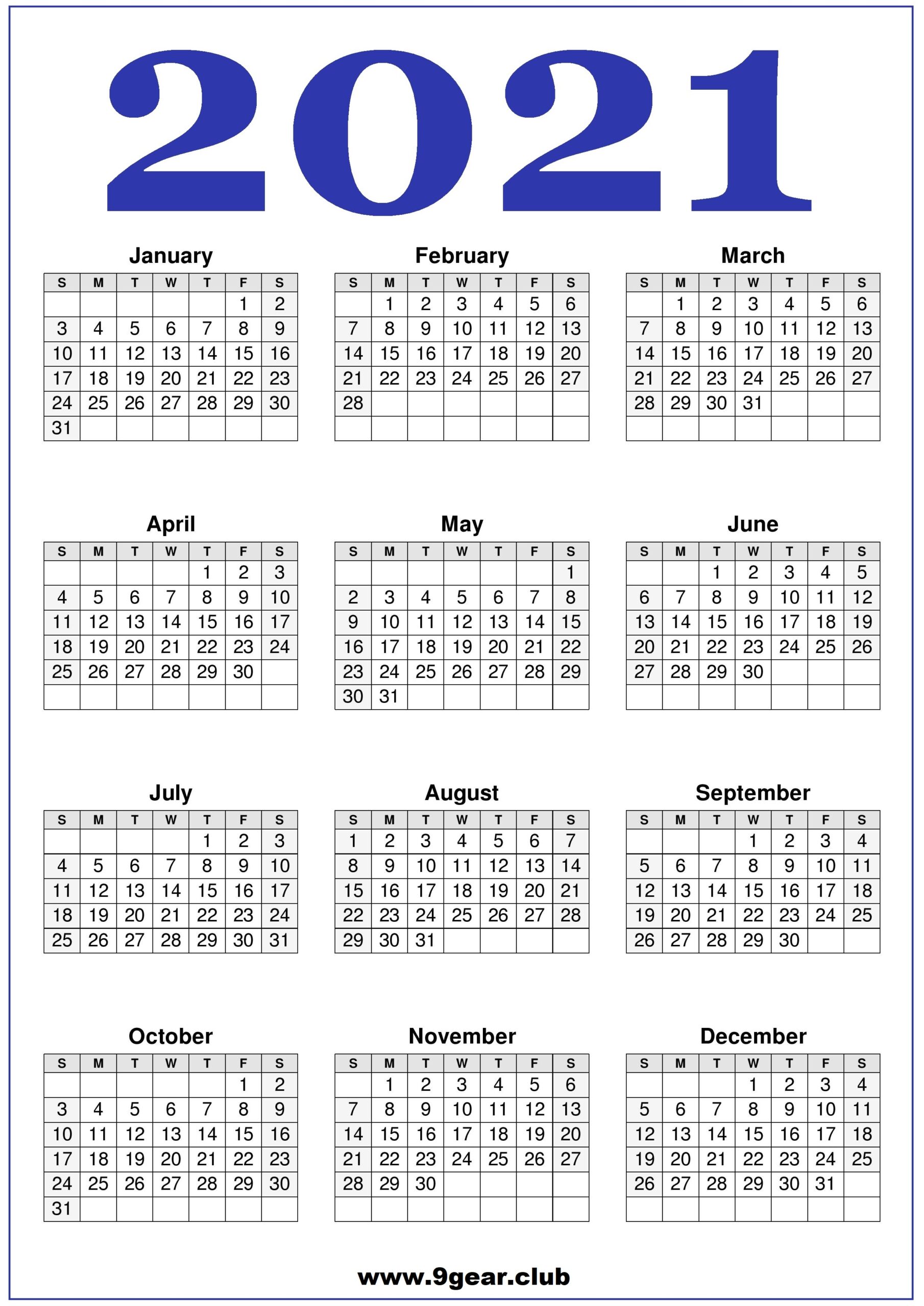 2021 Calendar Printable United States Printable Calendars Free