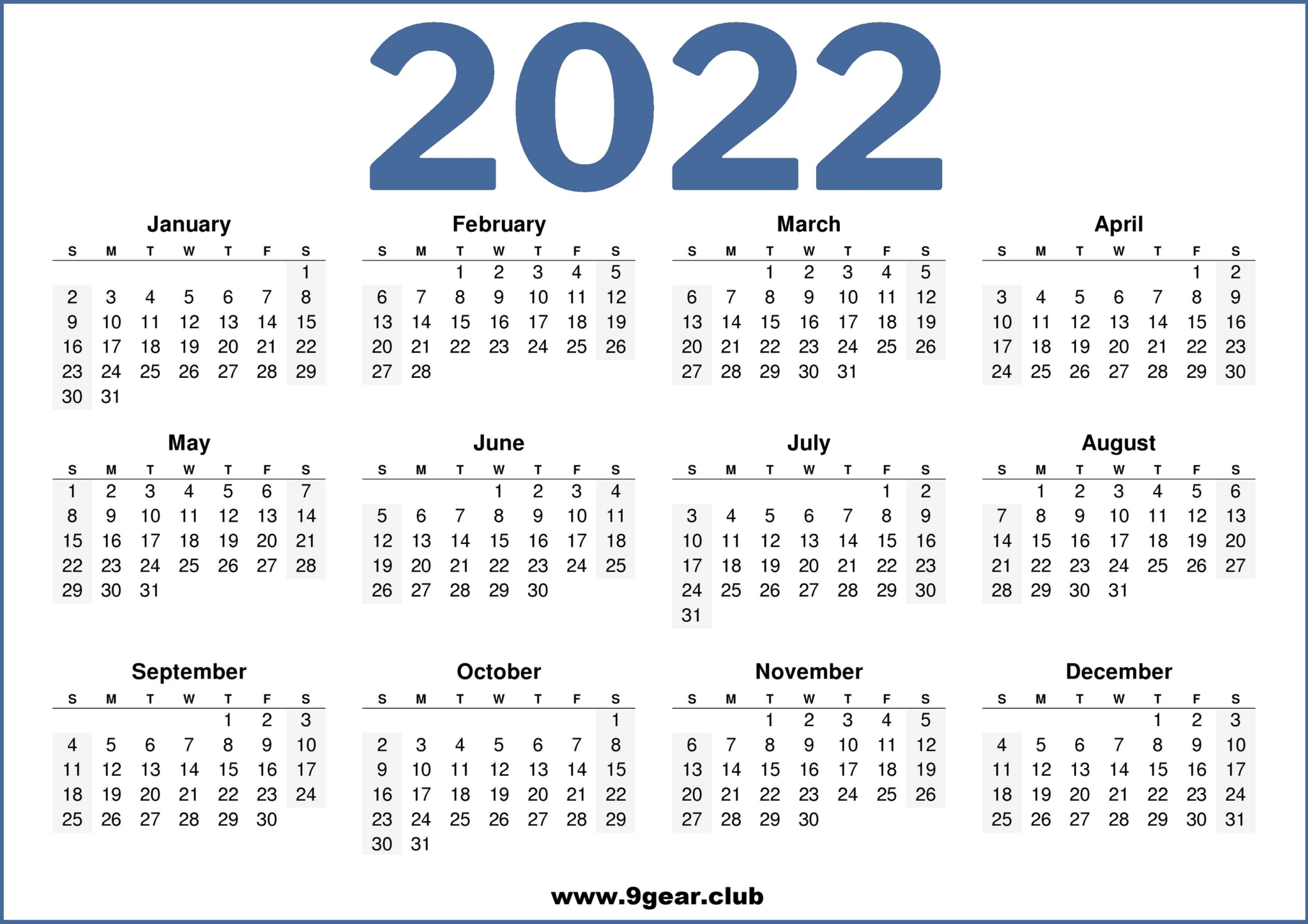 Free Printable Calendar Planner 2022