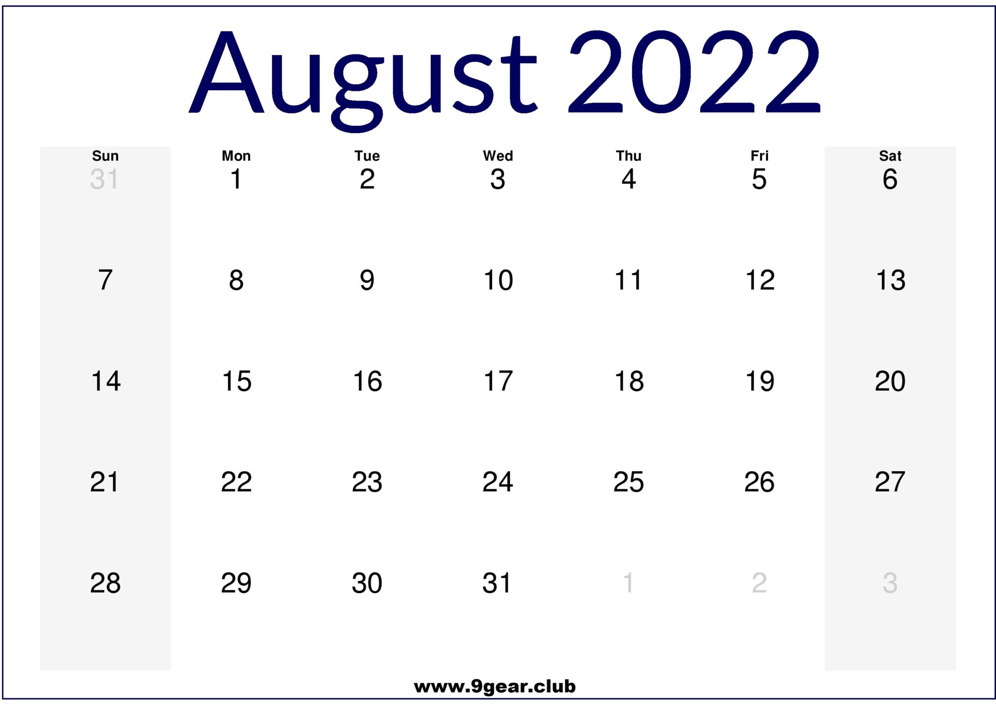 2022 July August September Printable Calendar US - Printable Calendars 2022