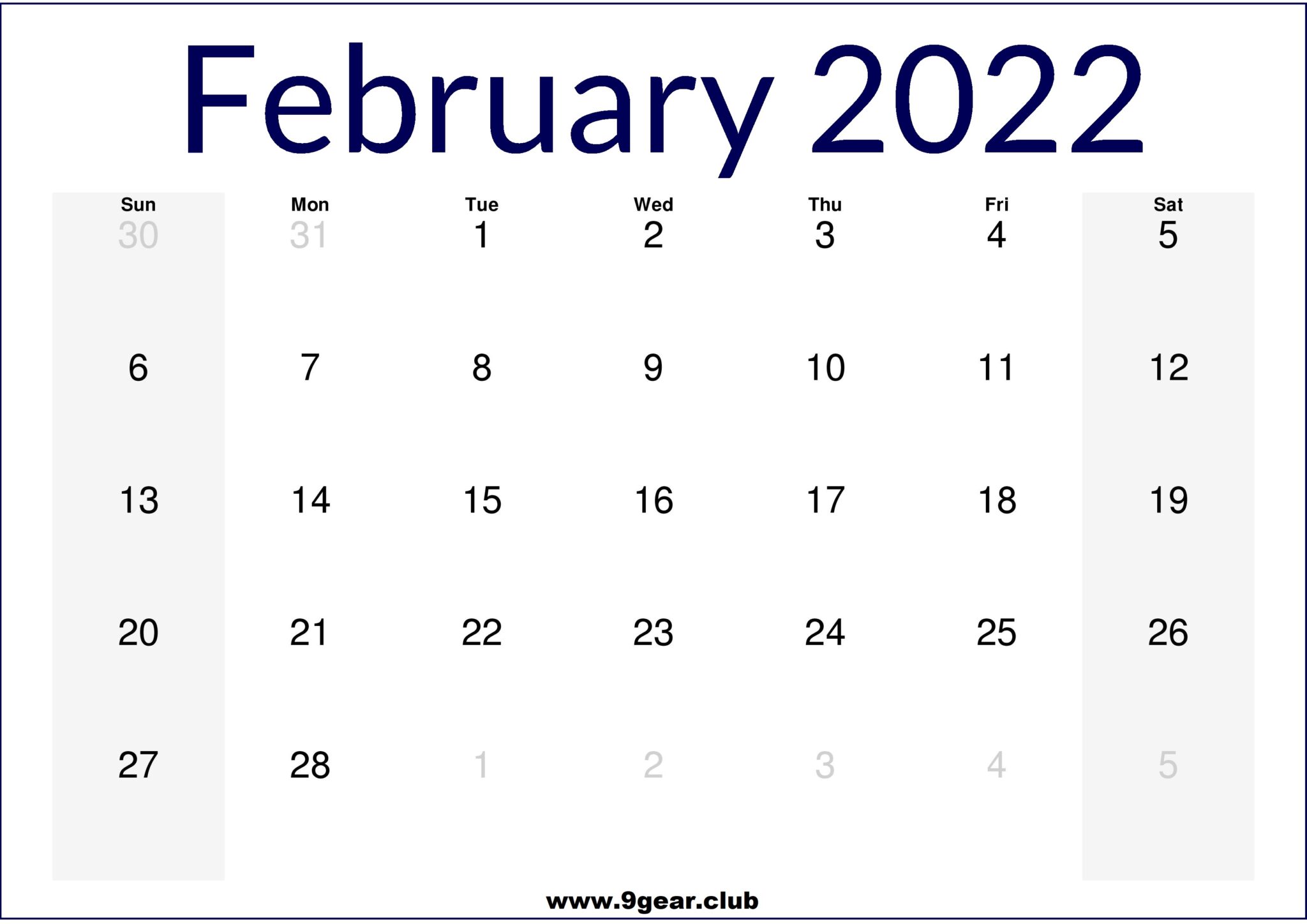 Feb 2022 Calendar Wallpaper