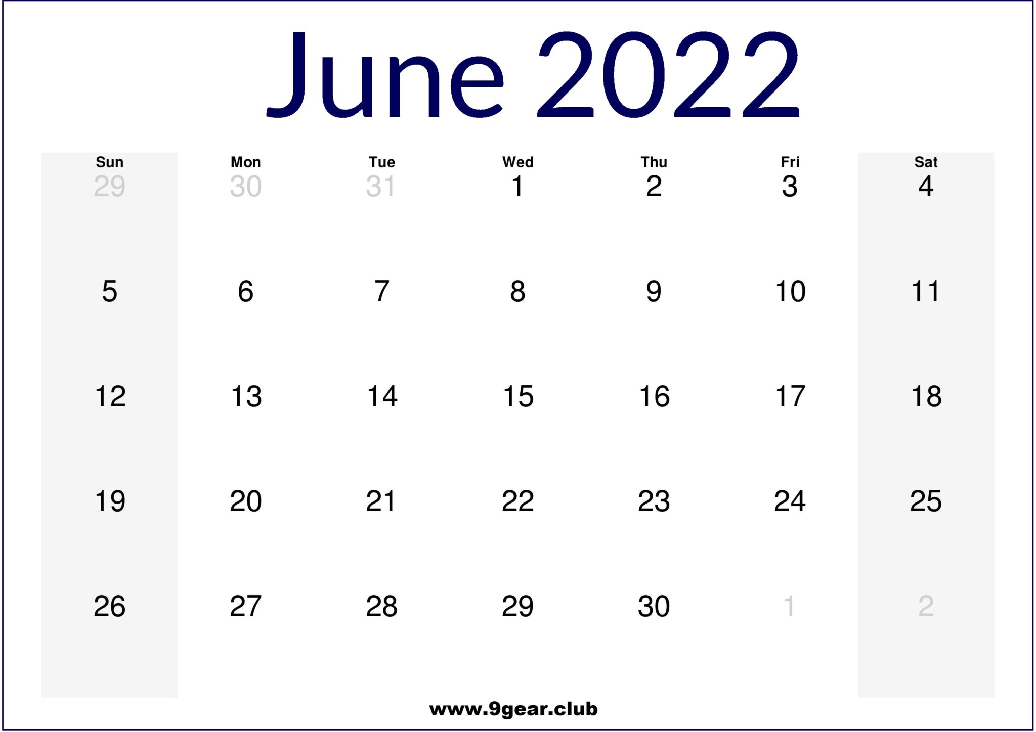 June 2022 US Calendar Printable Printable Calendars