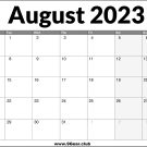 August 2023 UK Calendar