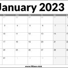 January 2023 UK Calendar