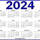 2024 United Kingdom Calendar One Page