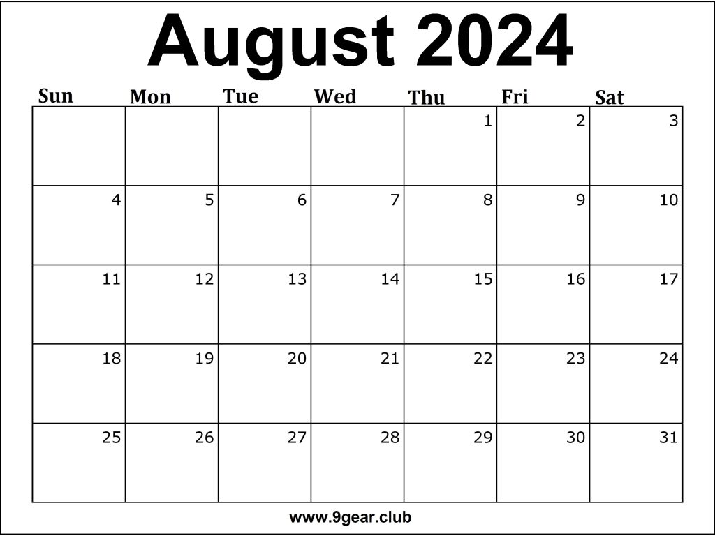 August 2024 Calendar US Printable Calendars Free