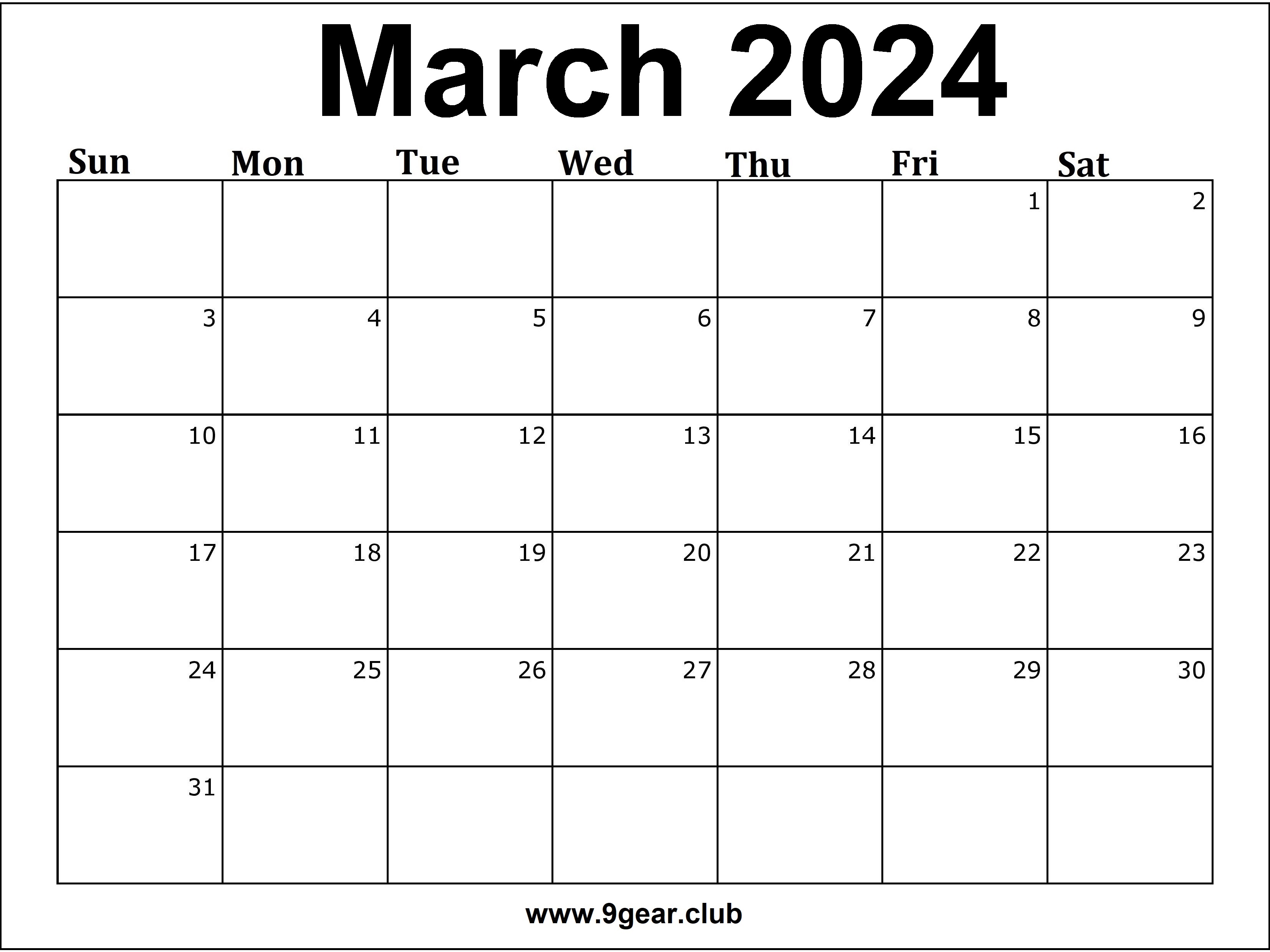 March 2024 Calendar Printable Pdf Pavla Leanor