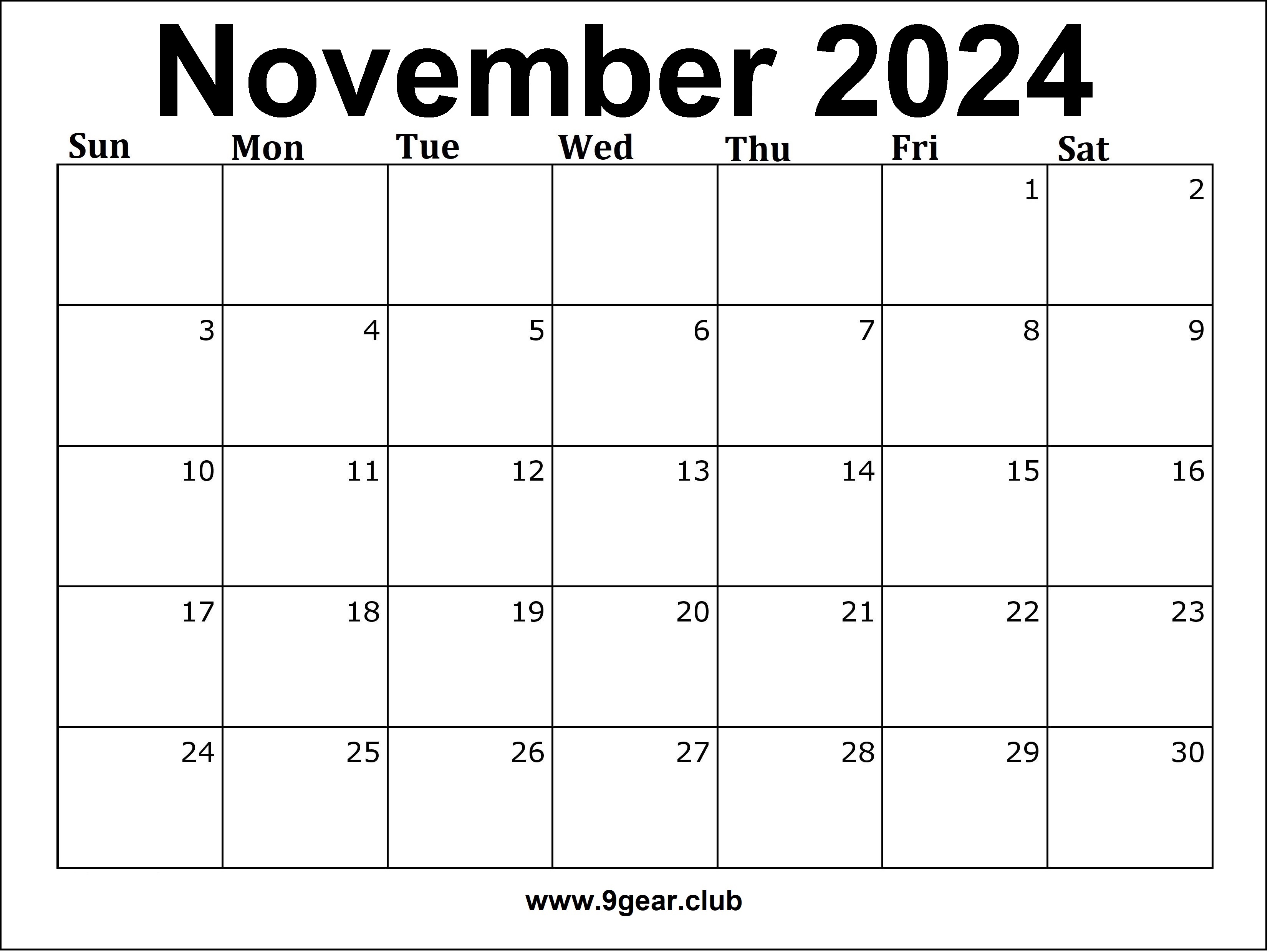 November 2024 US Calendar Printable Calendars Free