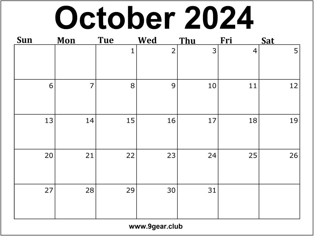 October 2024 Calendar US Printable Calendars Free